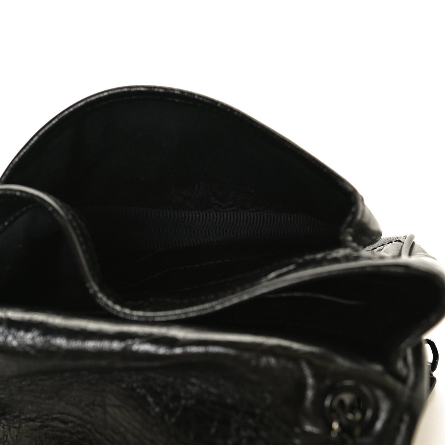 Crinkled Calfskin Matelasse Monogram Baby Niki Chain Satchel Black