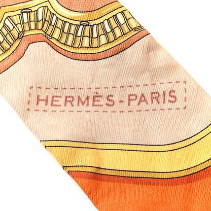 Hermes Silk Grand Apparat Twilly Beige Orange Jaune 3 of 5