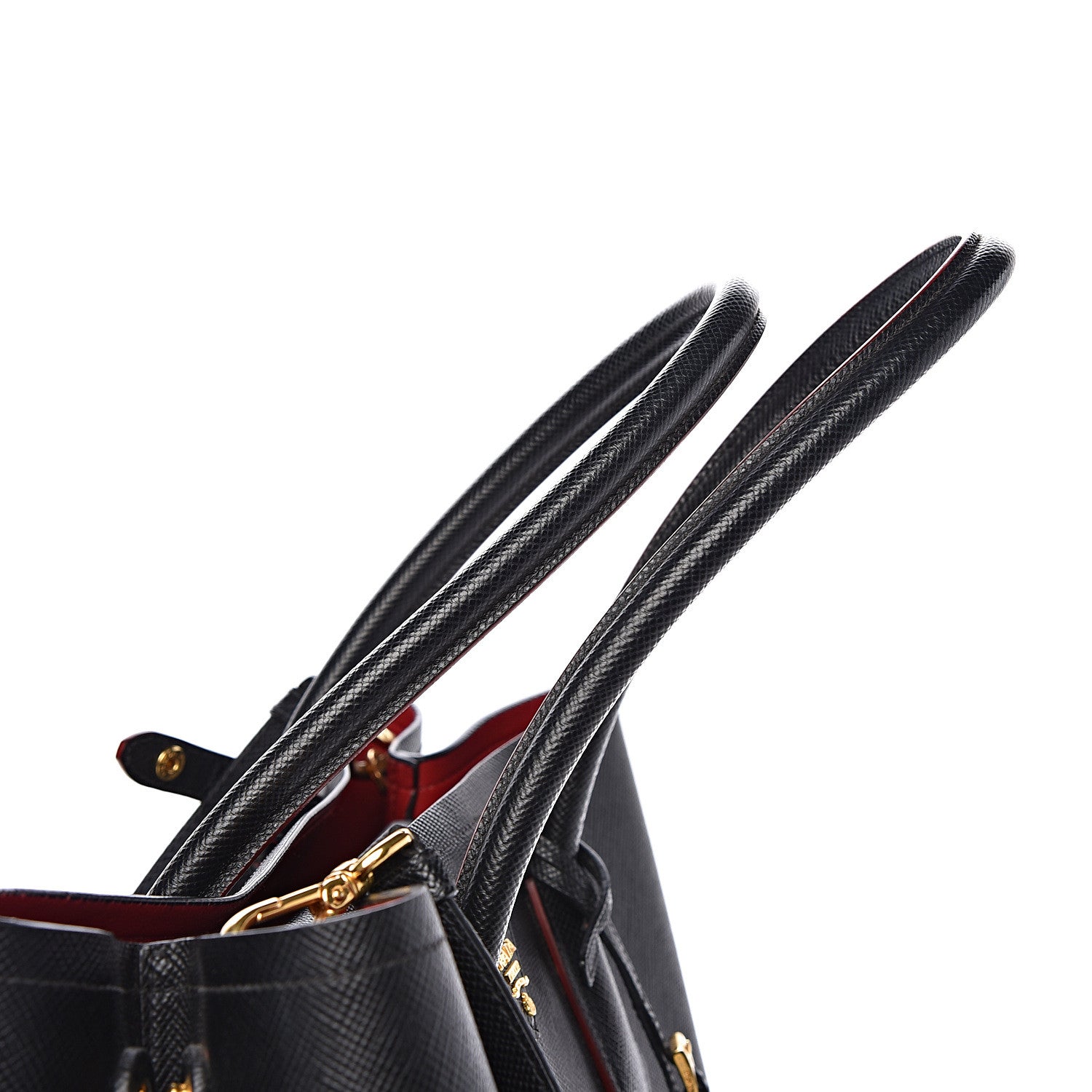 Prada Saffiano Cuir Large Double Bag Black Fuoco 18 of 19