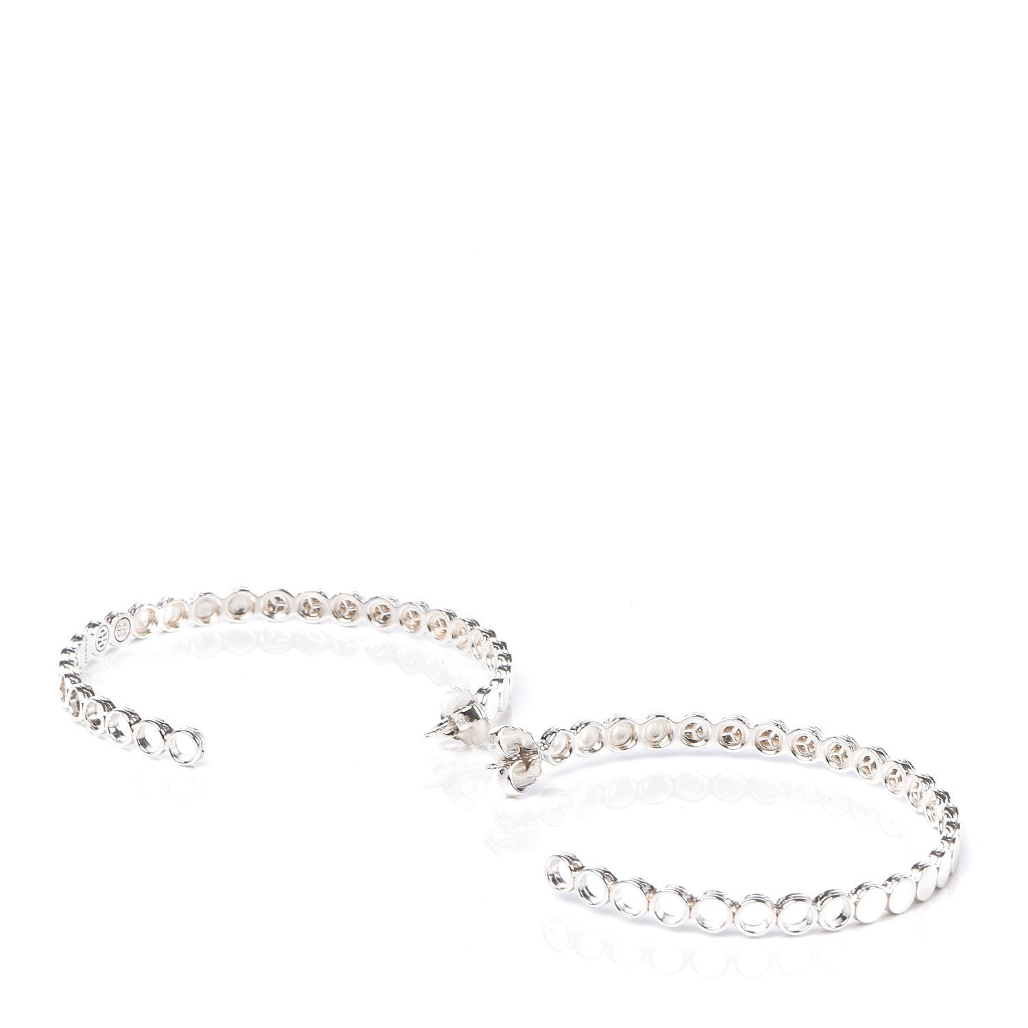 John Hardy Sterling Silver Diamond 71mm Dot Hoop Earrings 3 of 4