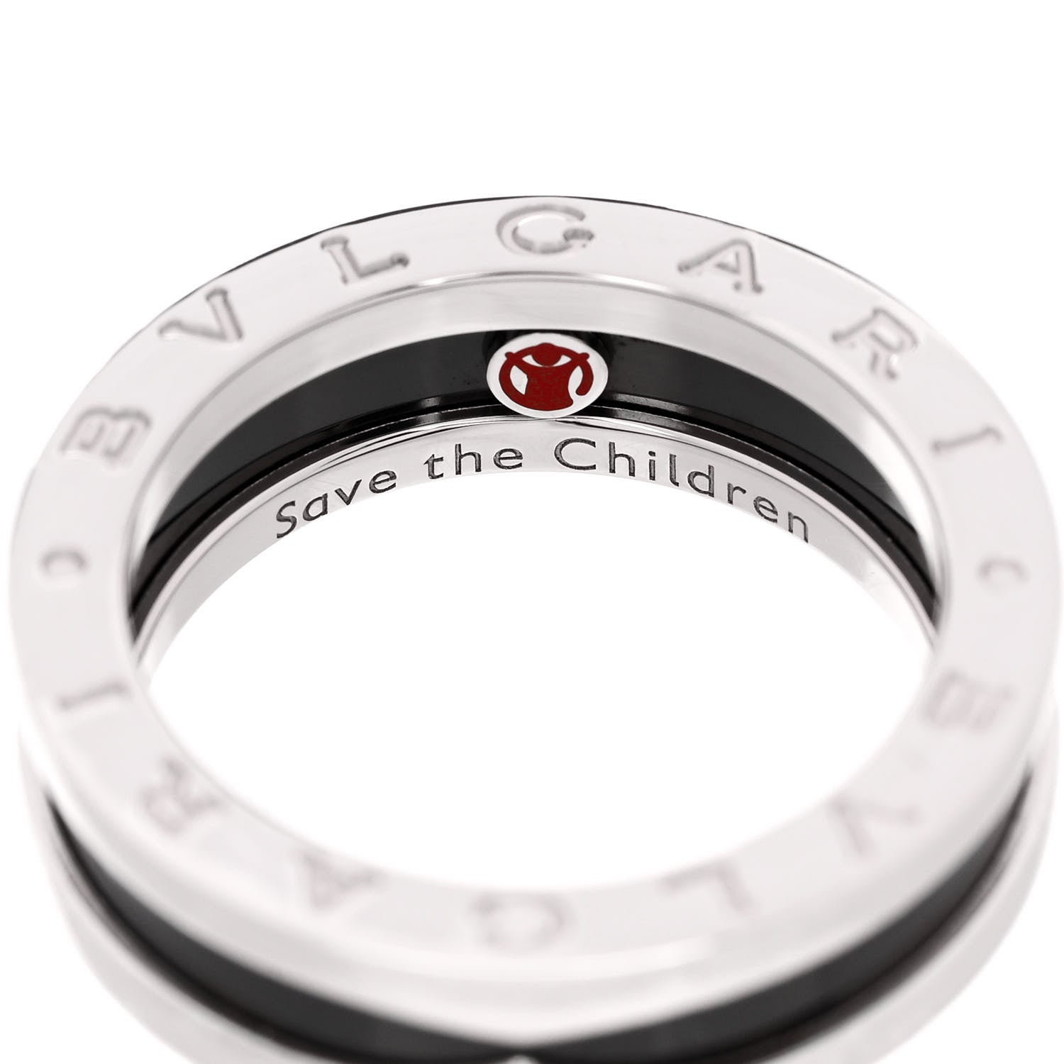 Bulgari Sterling Silver Ceramic Save The Children One-Band Ring 55 7.25 6 of 7