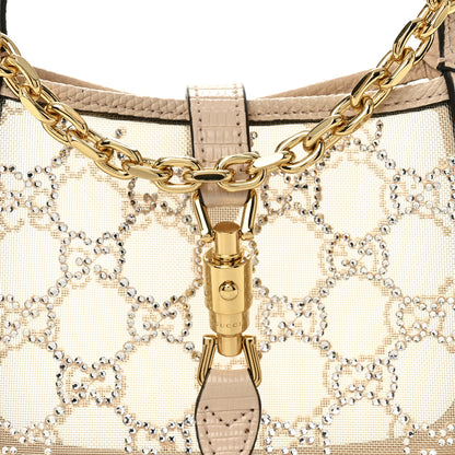 Gucci Lizard Mesh Crystal GG Monogram Mini Jackie 1961 Hobo Light Powder Skin Rose 8 of 11