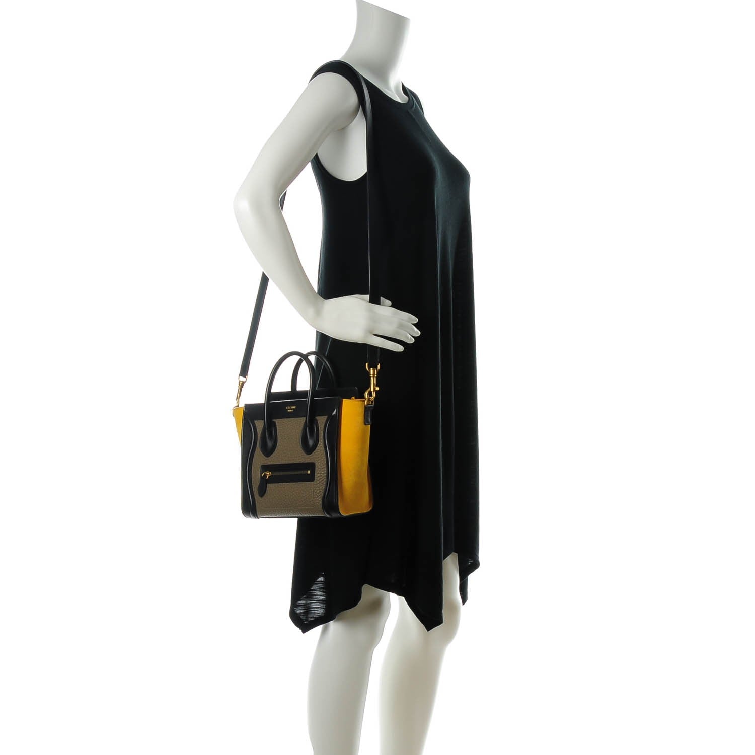 Celine Bullhide Calfskin Suede Nano Tri-Color Luggage Amber 2 of 6