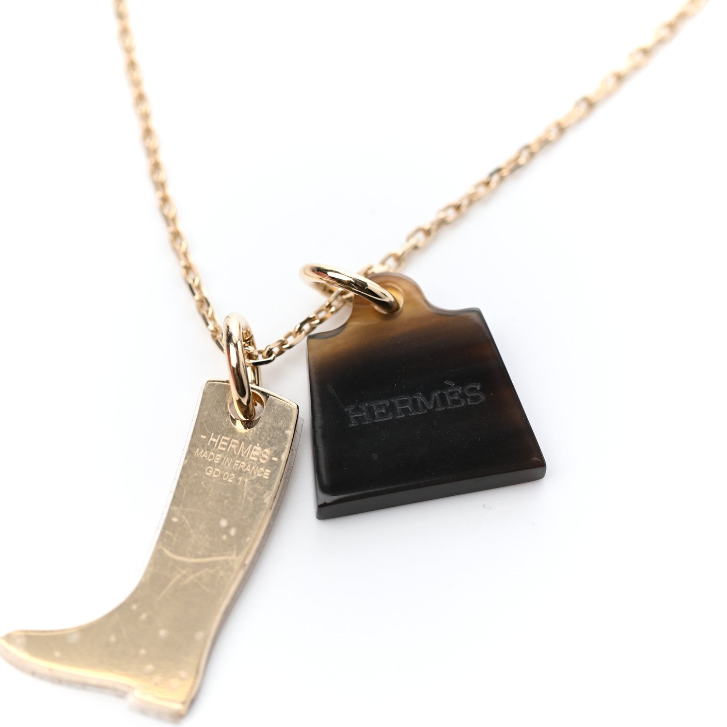 Hermes Permabrass Buffalo Horn Amulette Maroquinier PM Pendant Necklace 4 of 4