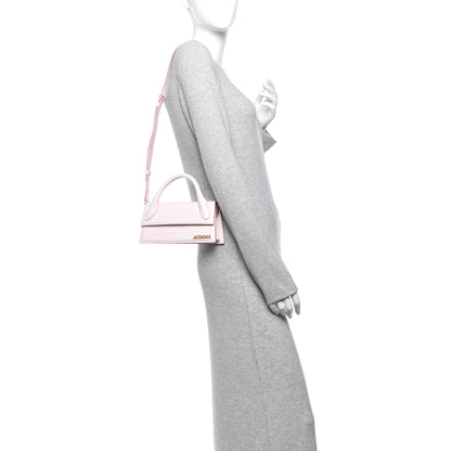Jacquemus Calfskin Crocodile Embossed Le Chiquito Long Pale Pink 2 of 11
