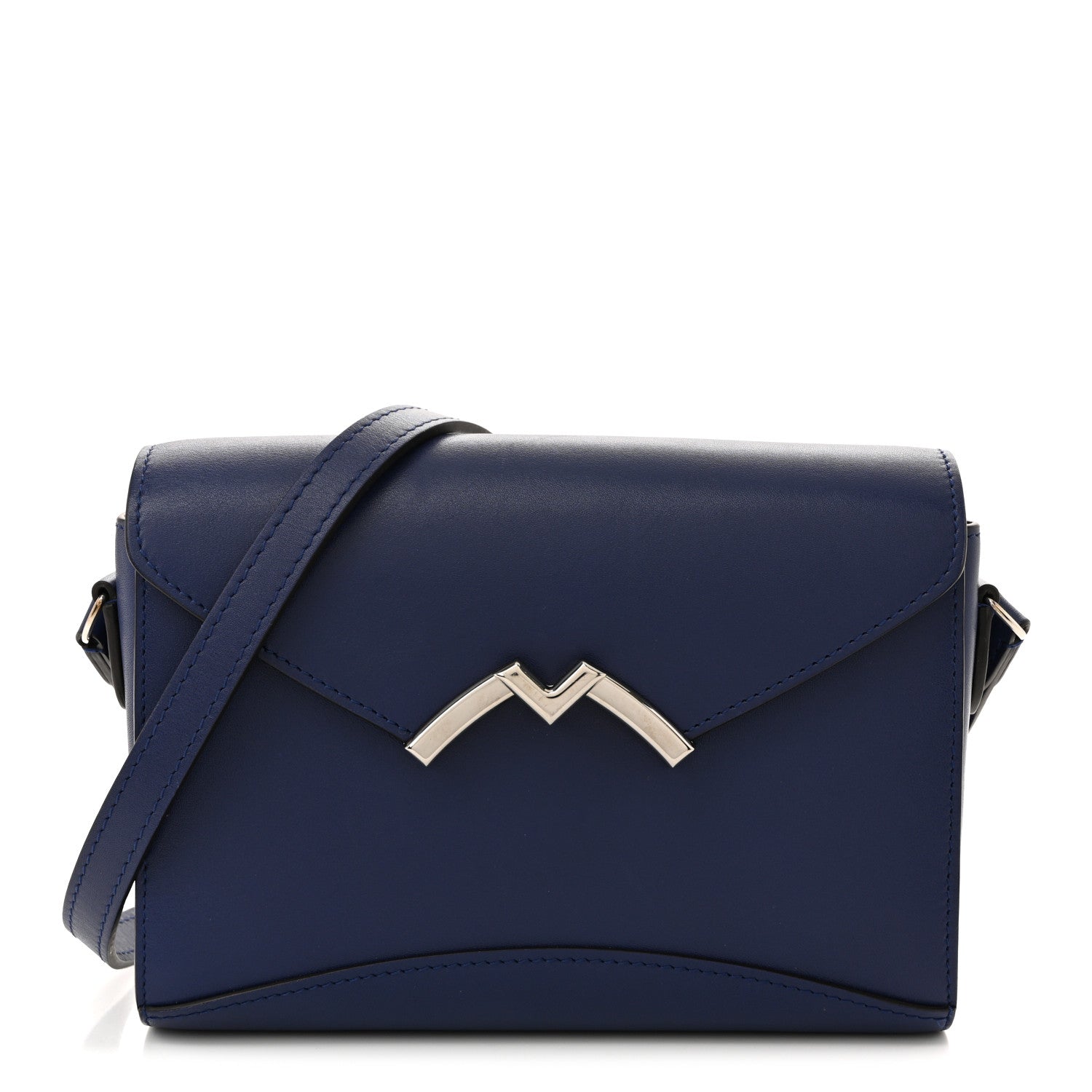 Moynat Box Calfskin Gabrielle Reporter Shoulder Bag Blue 1 of 14