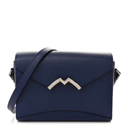 Moynat Box Calfskin Gabrielle Reporter Shoulder Bag Blue 1 of 14