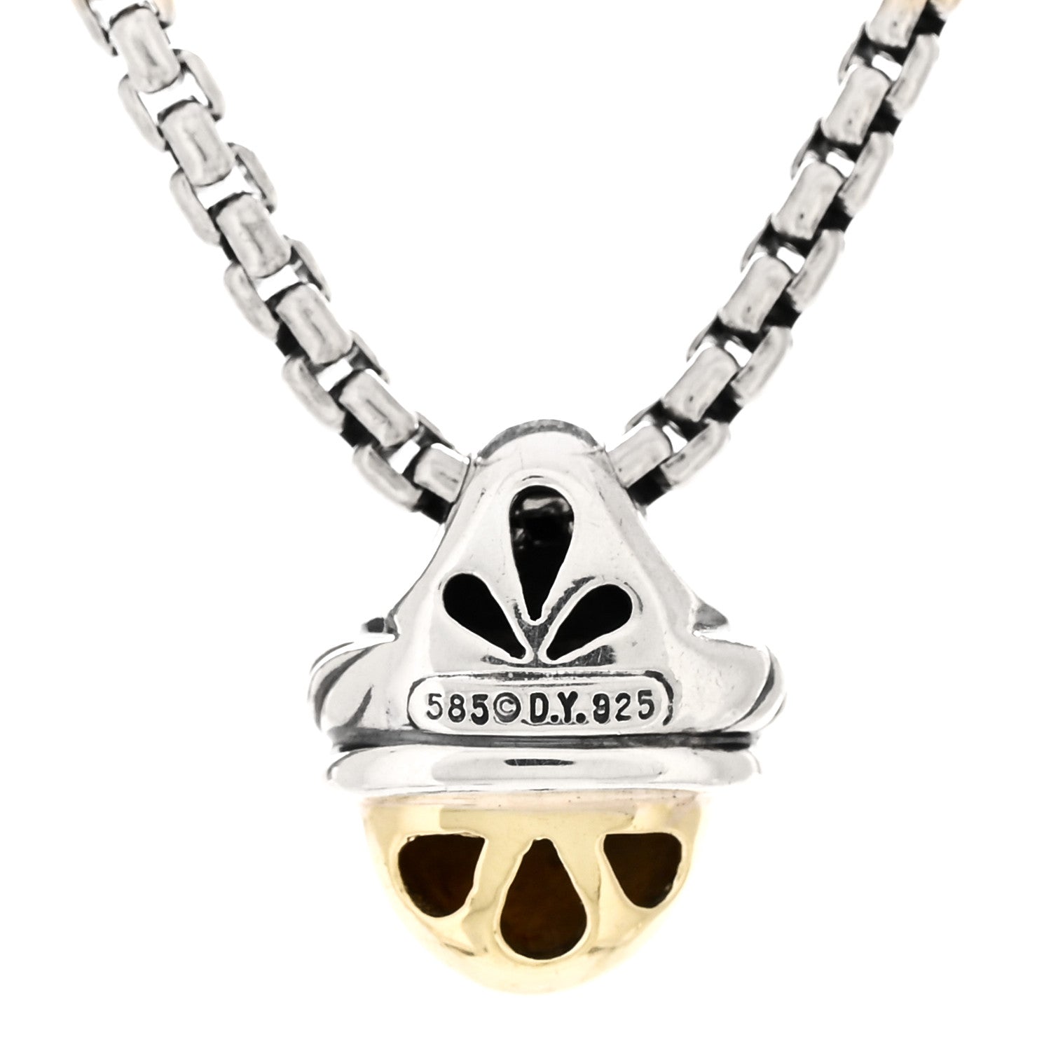 David Yurman Sterling Silver 14K Yellow Gold Acorn Pendant Necklace 4 of 4