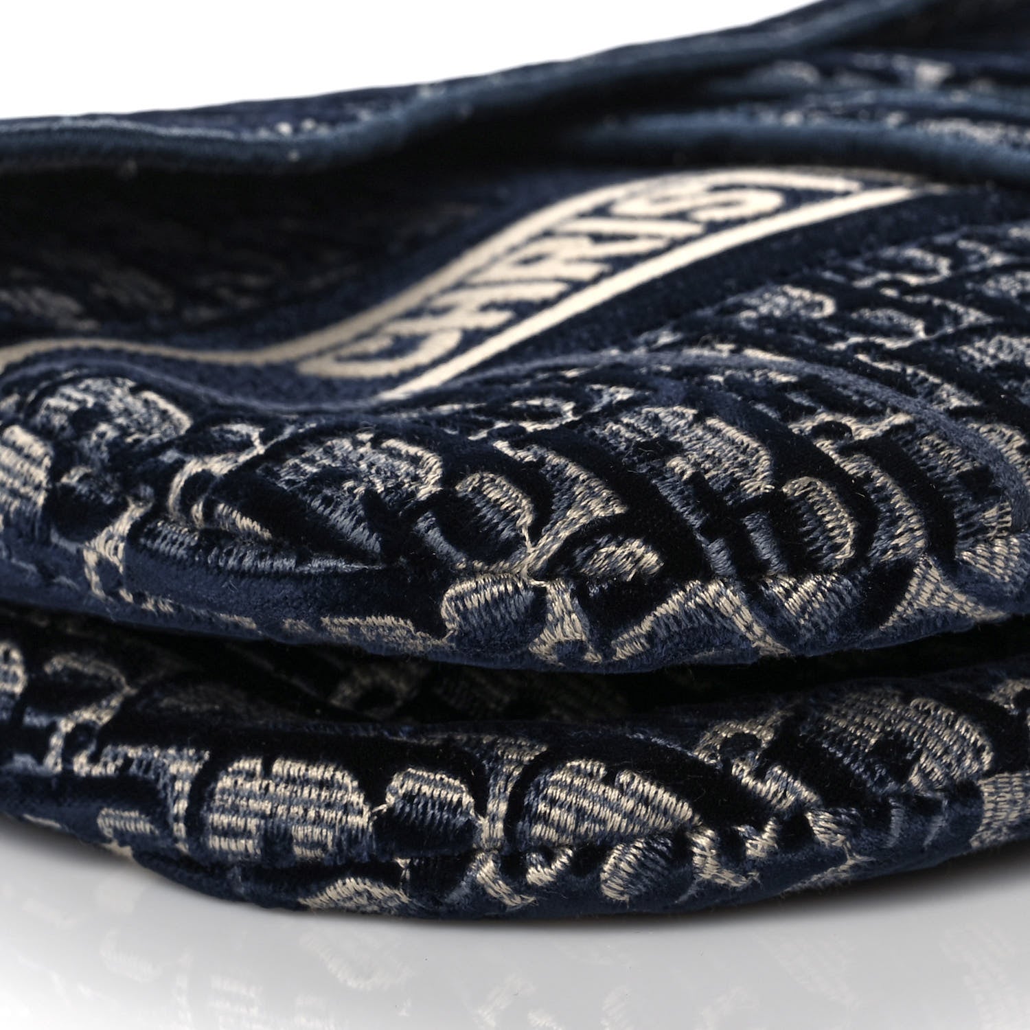 Christian Dior Oblique Embroidered Saddle Bag Blue 8 of 14