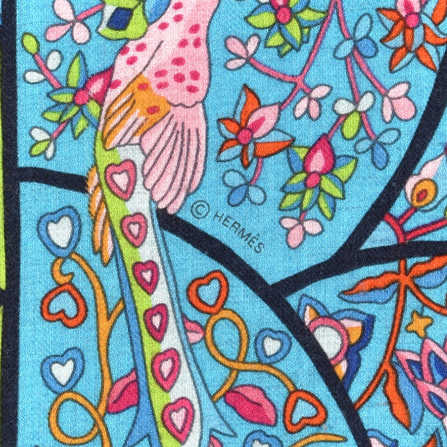 Hermes Cashmere Silk Au Pays Des Oiseaux Fleurs Shawl 140 4 of 5