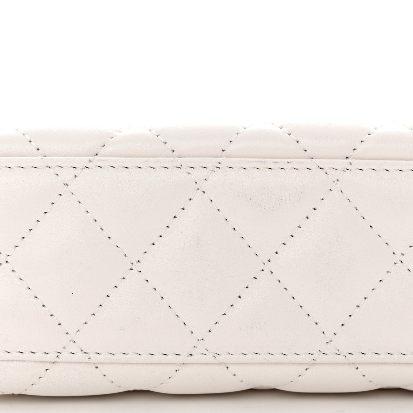 Shiny Aged Calfskin Quilted Nano Kelly Shopper White