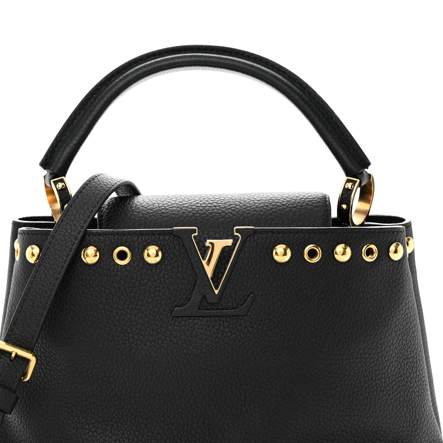 Louis Vuitton Taurillon Studded Capucines PM Black 7 of 10