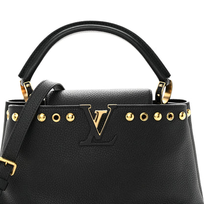 Louis Vuitton Taurillon Studded Capucines PM Black 7 of 10