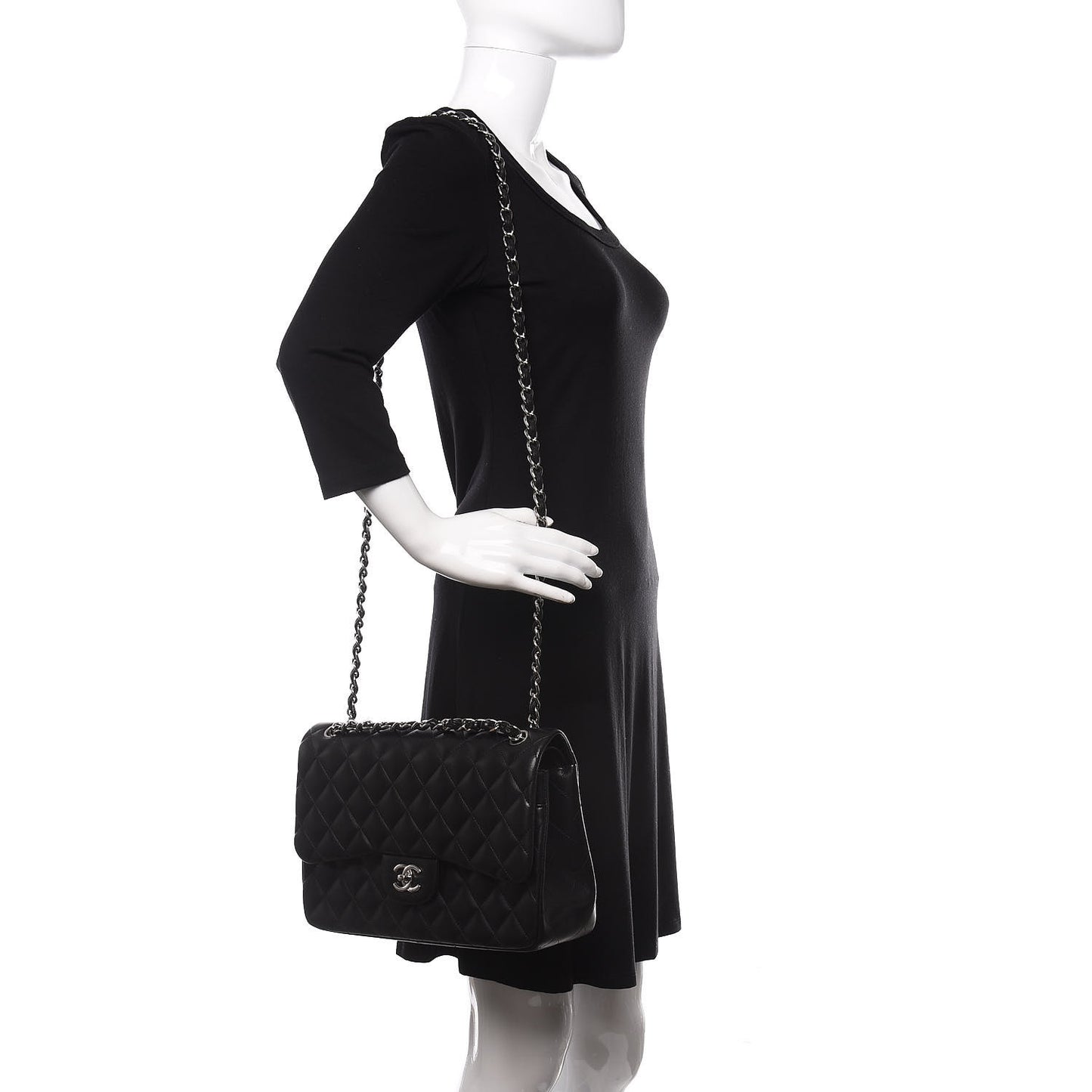 Lambskin Quilted Jumbo Double Flap Black