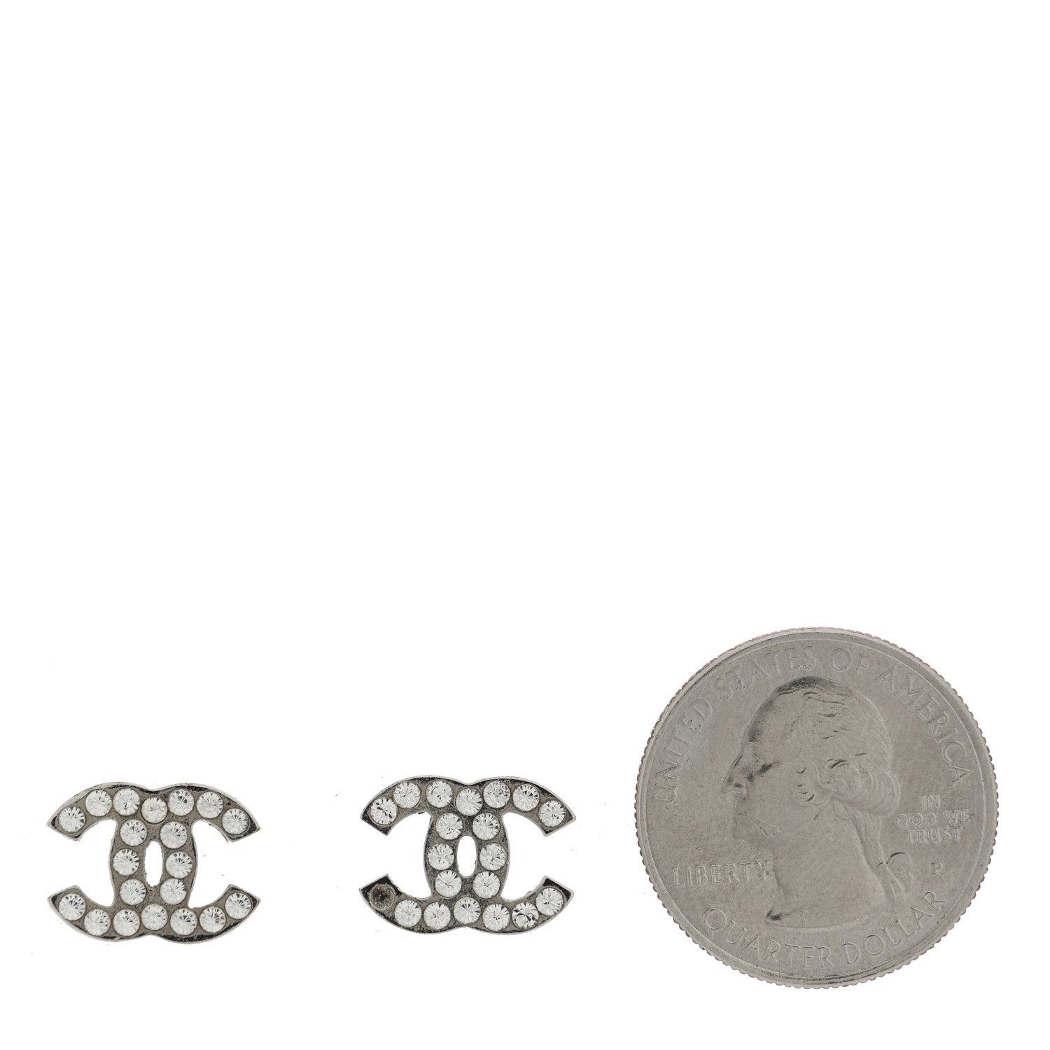 Chanel Crystal CC Earrings Silver 2 of 5