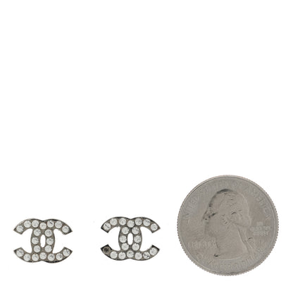 Chanel Crystal CC Earrings Silver 2 of 5