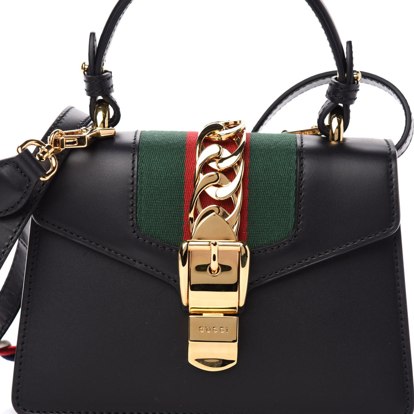 Calfskin Mini Sylvie Top Handle Bag Black