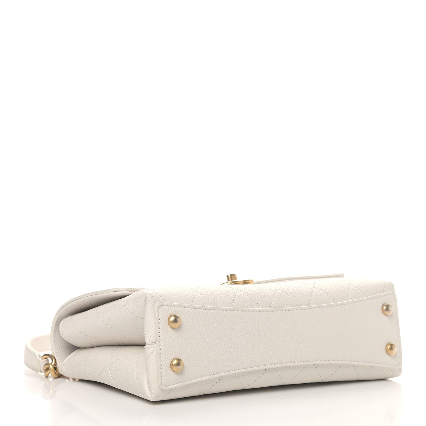 Grained Calfskin Small Stitched Flap White