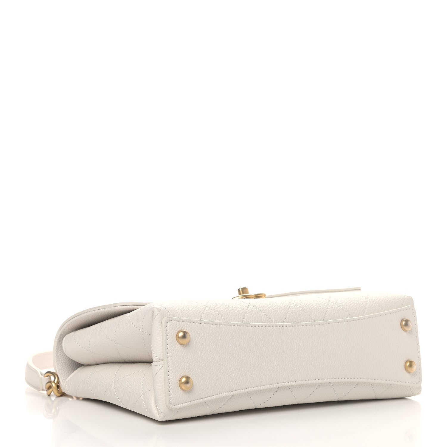 Chanel Grained Calfskin Small Stitched Flap White 3 of 6