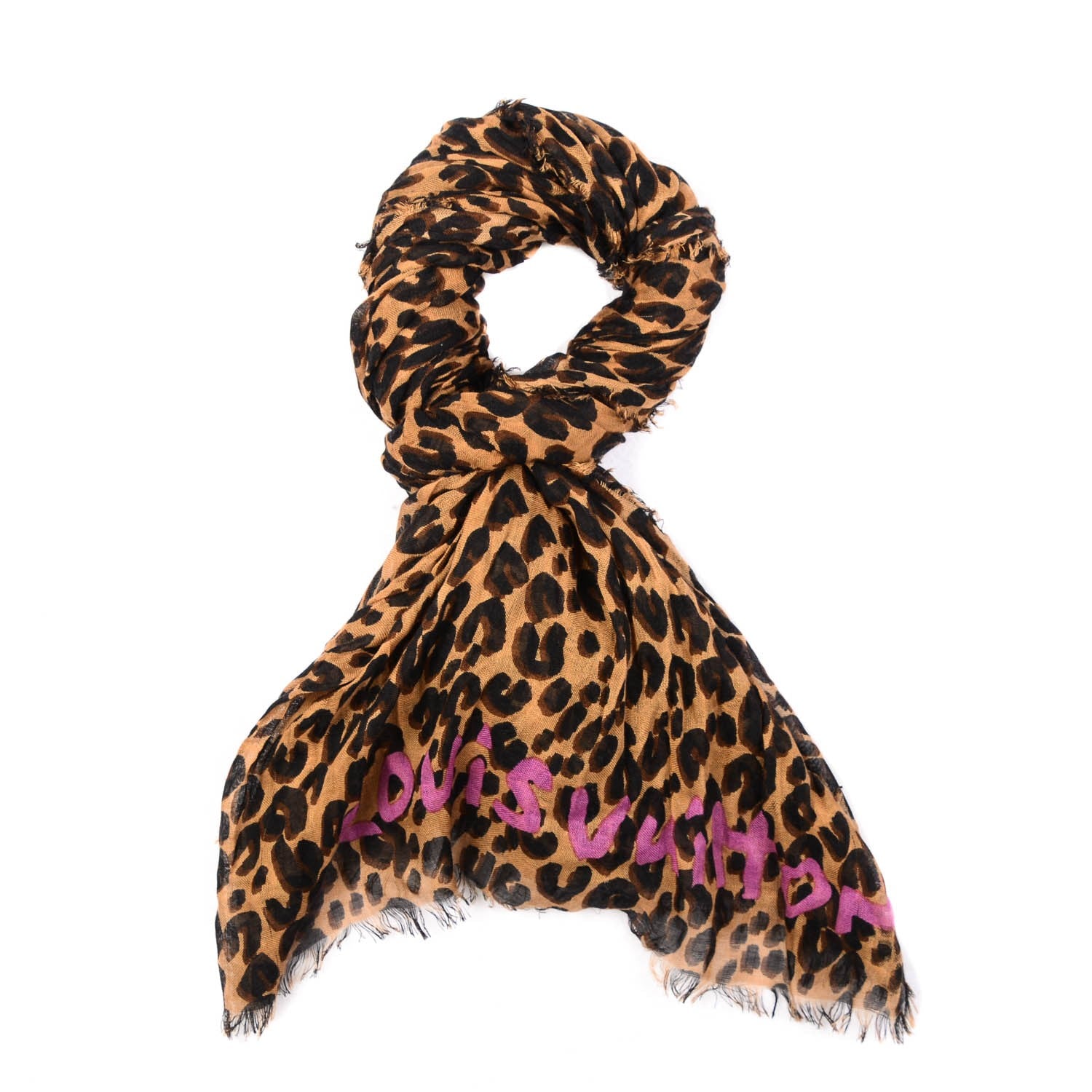 Louis Vuitton Cashmere Silk Leopard Stole Brown 1 of 14