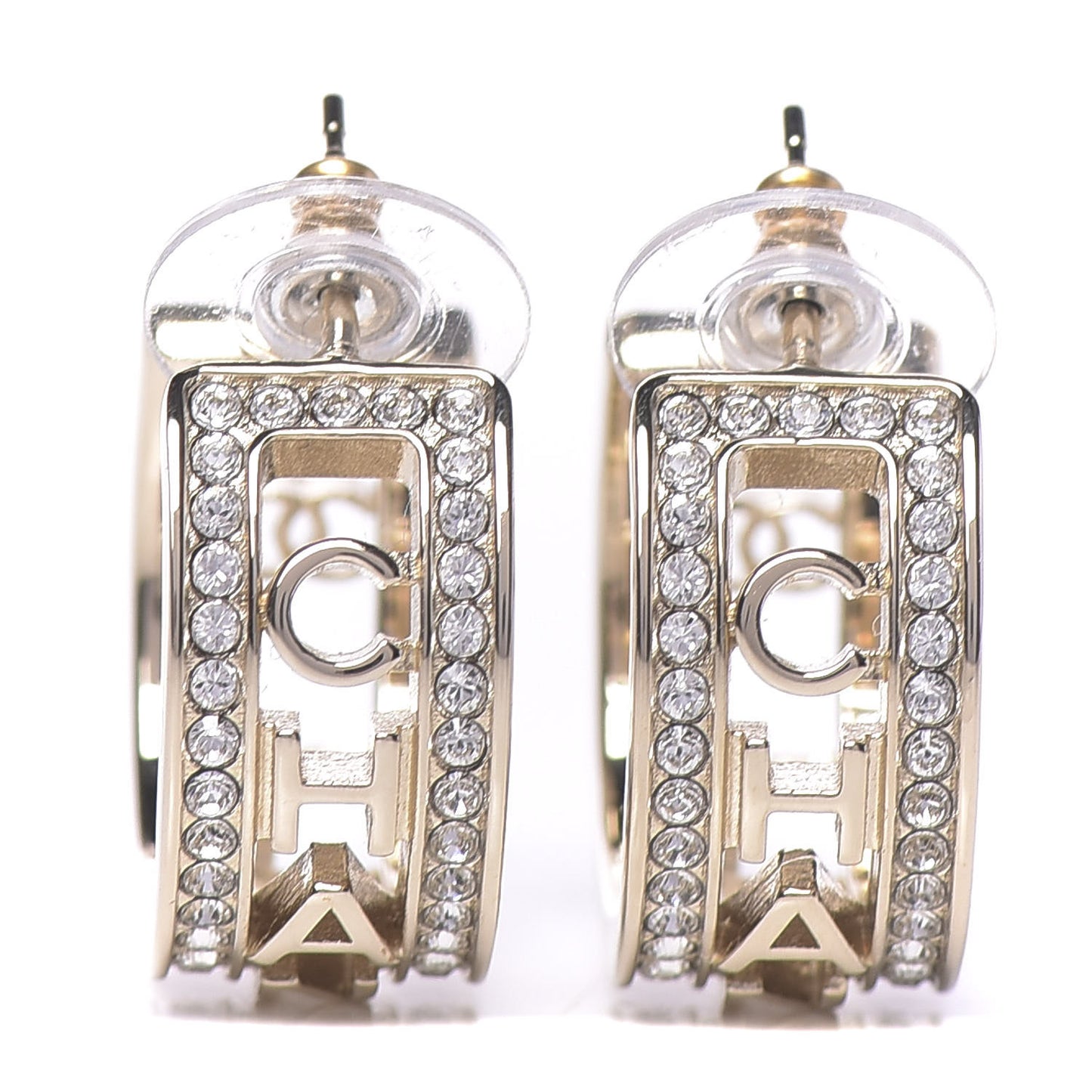 Metal Crystal Bow-tiful CC Hoop Earrings Gold