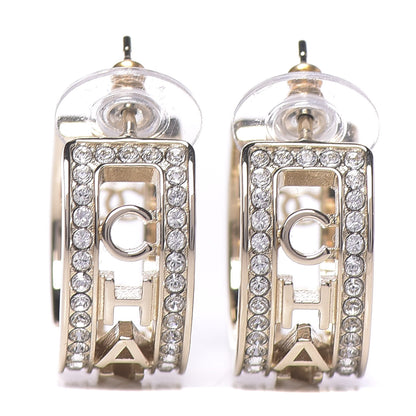 Chanel Metal Crystal Bow-tiful CC Hoop Earrings Gold 1 of 6