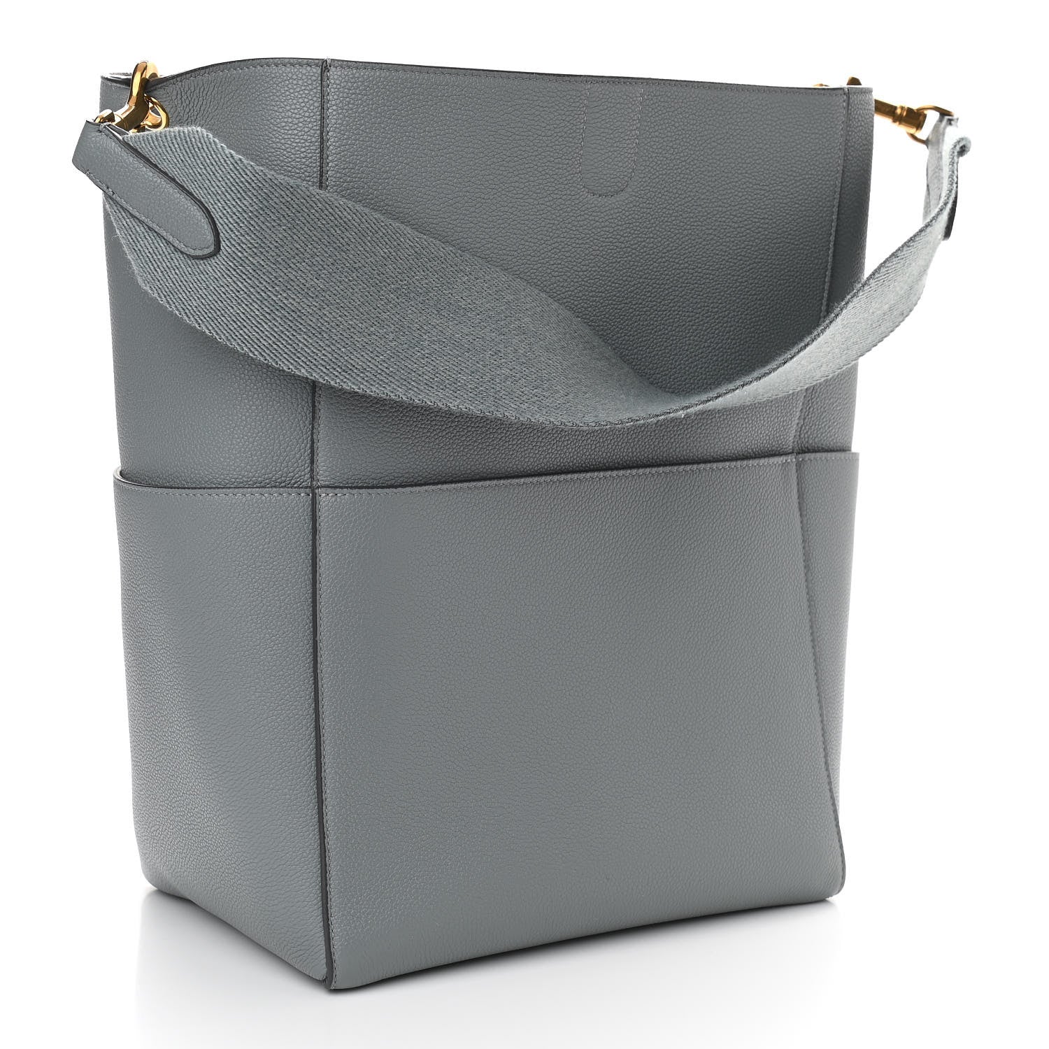 Celine Soft Grained Calfskin Sangle Bucket Bag Storm 3 of 14