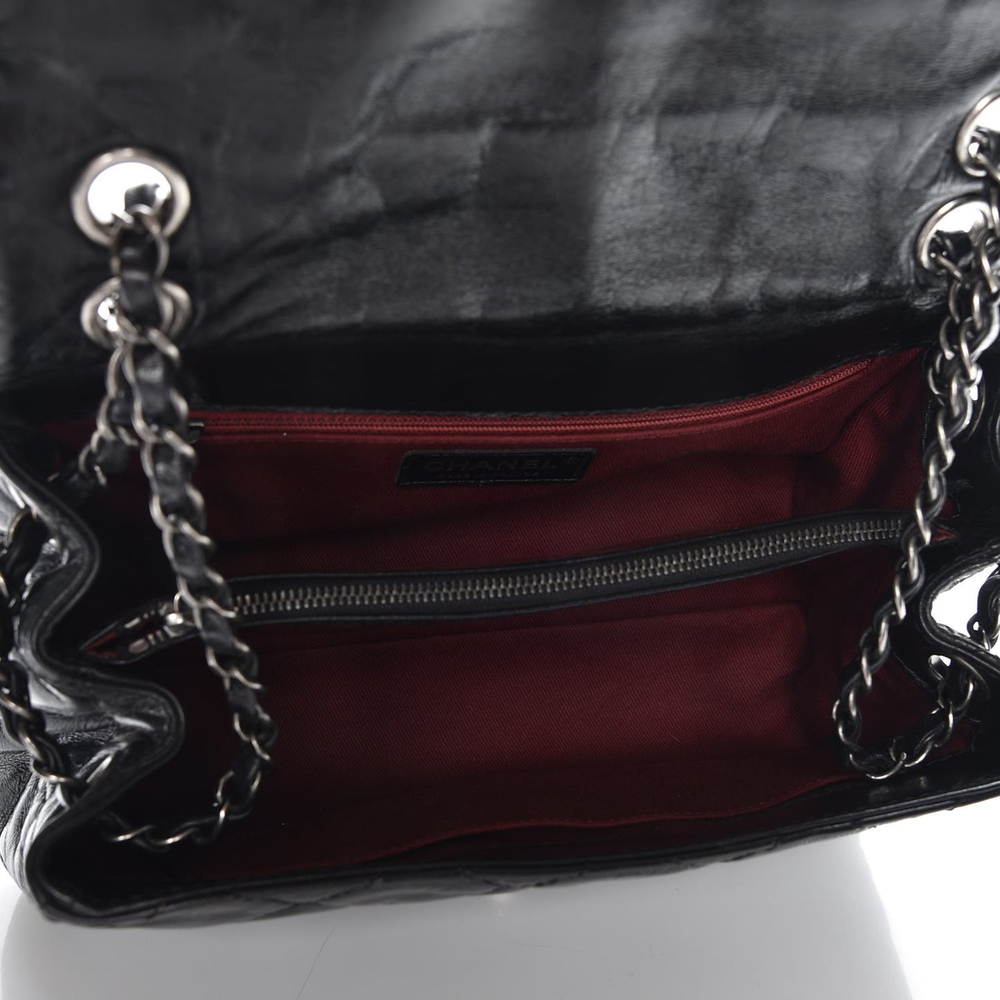 Glazed Calfskin Quilted Coco Soft Flap Black
