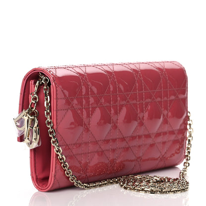 Christian Dior Patent Cannage Lady Dior Rendezvous Wallet On Chain Dusky Pink 2 of 10
