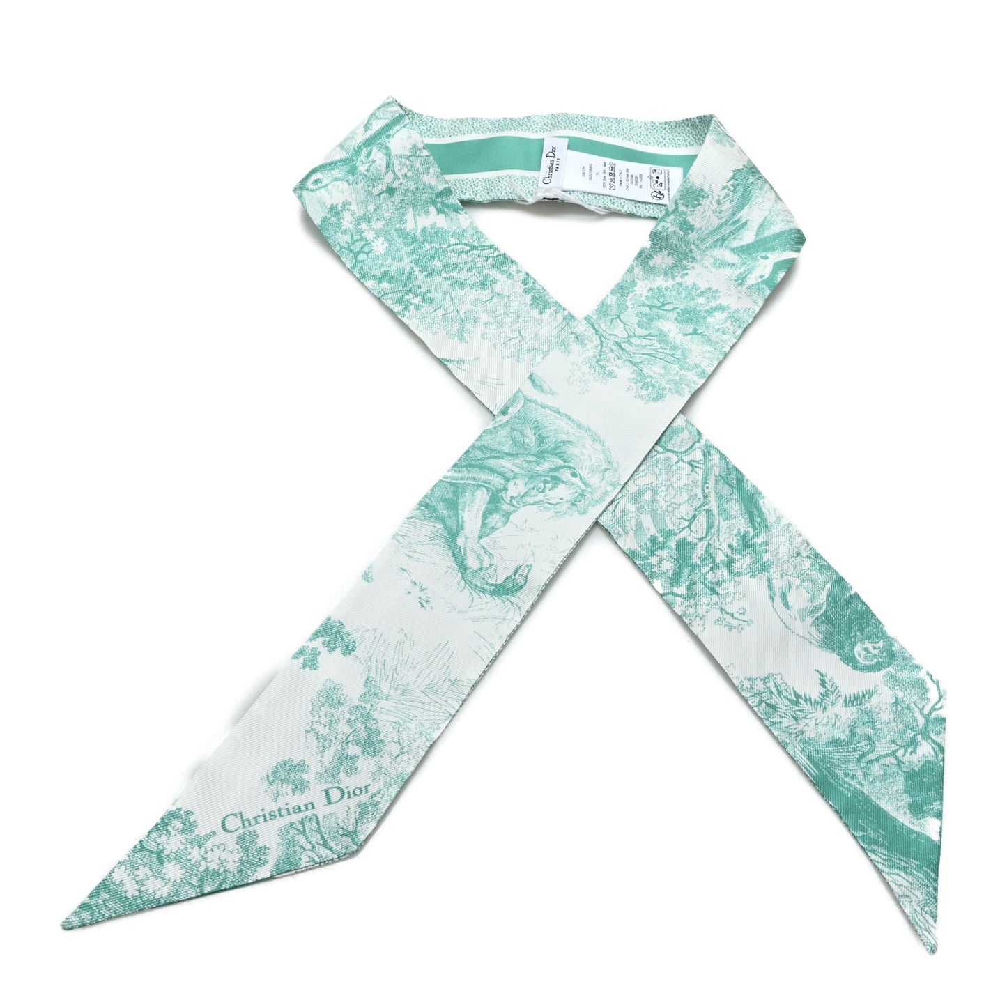 Silk Toile De Jouy Mitzah Scarf Green