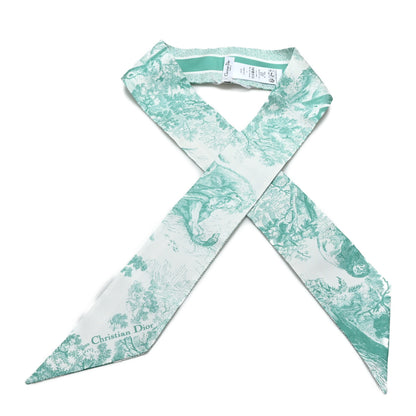 Christian Dior Silk Toile De Jouy Mitzah Scarf Green 1 of 3