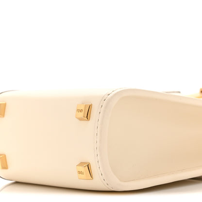 Fendi Vitello King Plexiglass Logo Embossed Mini Fendi Sunshine Shopper Tote White Rice 10 of 10