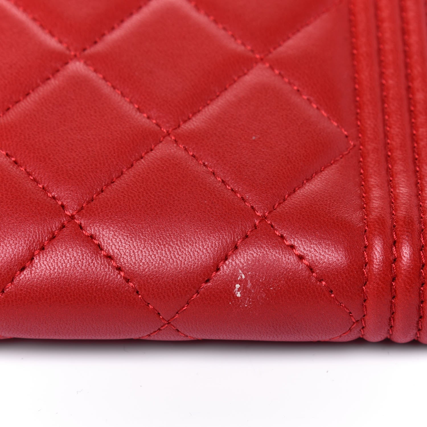 Chanel Lambskin Quilted Boy Zip Around Wallet Red 12 of 16