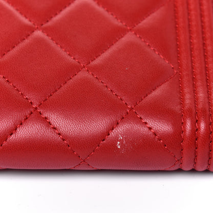 Chanel Lambskin Quilted Boy Zip Around Wallet Red 12 of 16