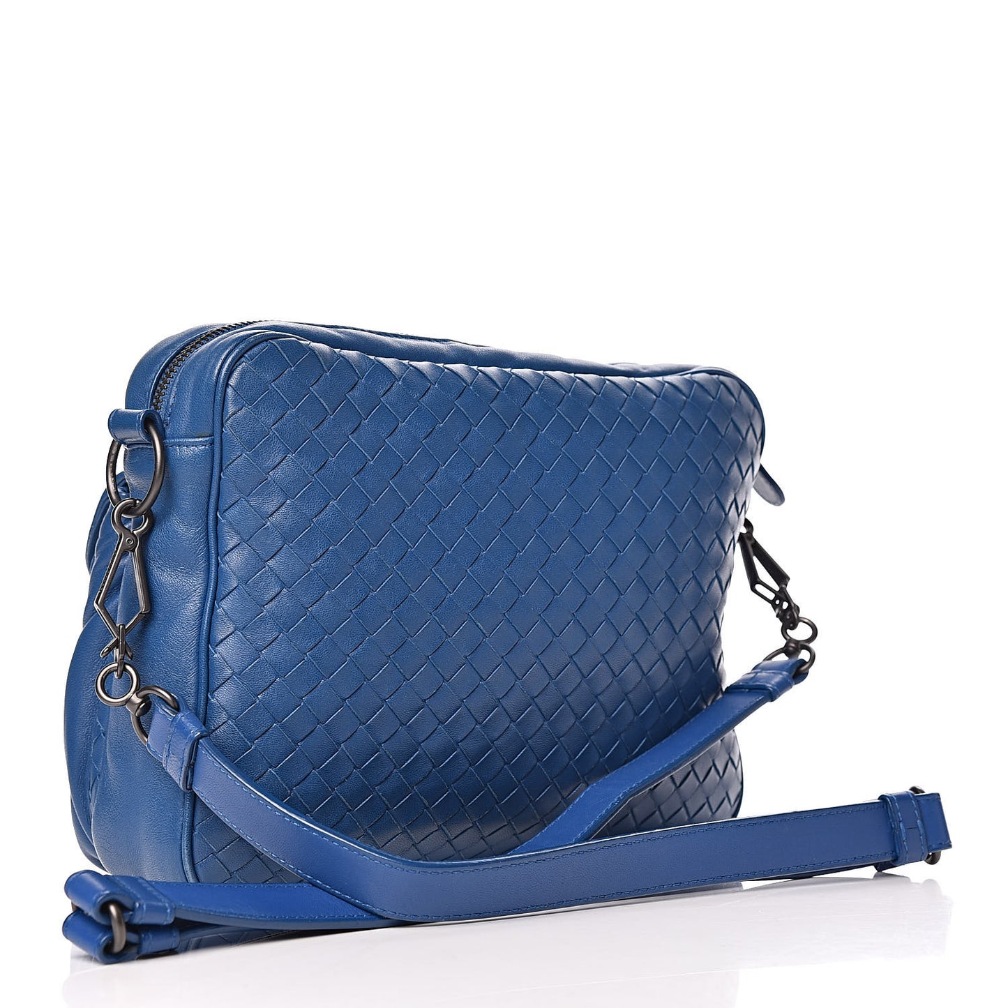 Nappa Intrecciato Messenger Bag Blue