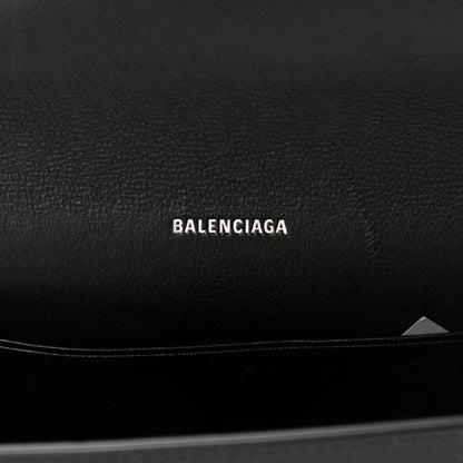 Balenciaga Grained Calfskin Logo Cash Phone Holder Wallet On Chain Black White 6 of 10