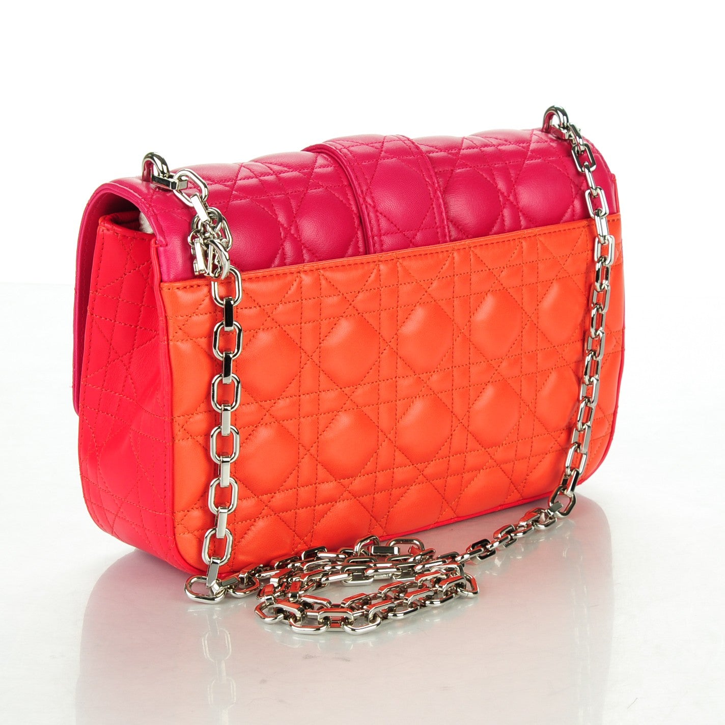 Christian Dior Lambskin Cannage Tri-Color Medium Tri-Color Miss Dior Flap Fuchsia 3 of 8