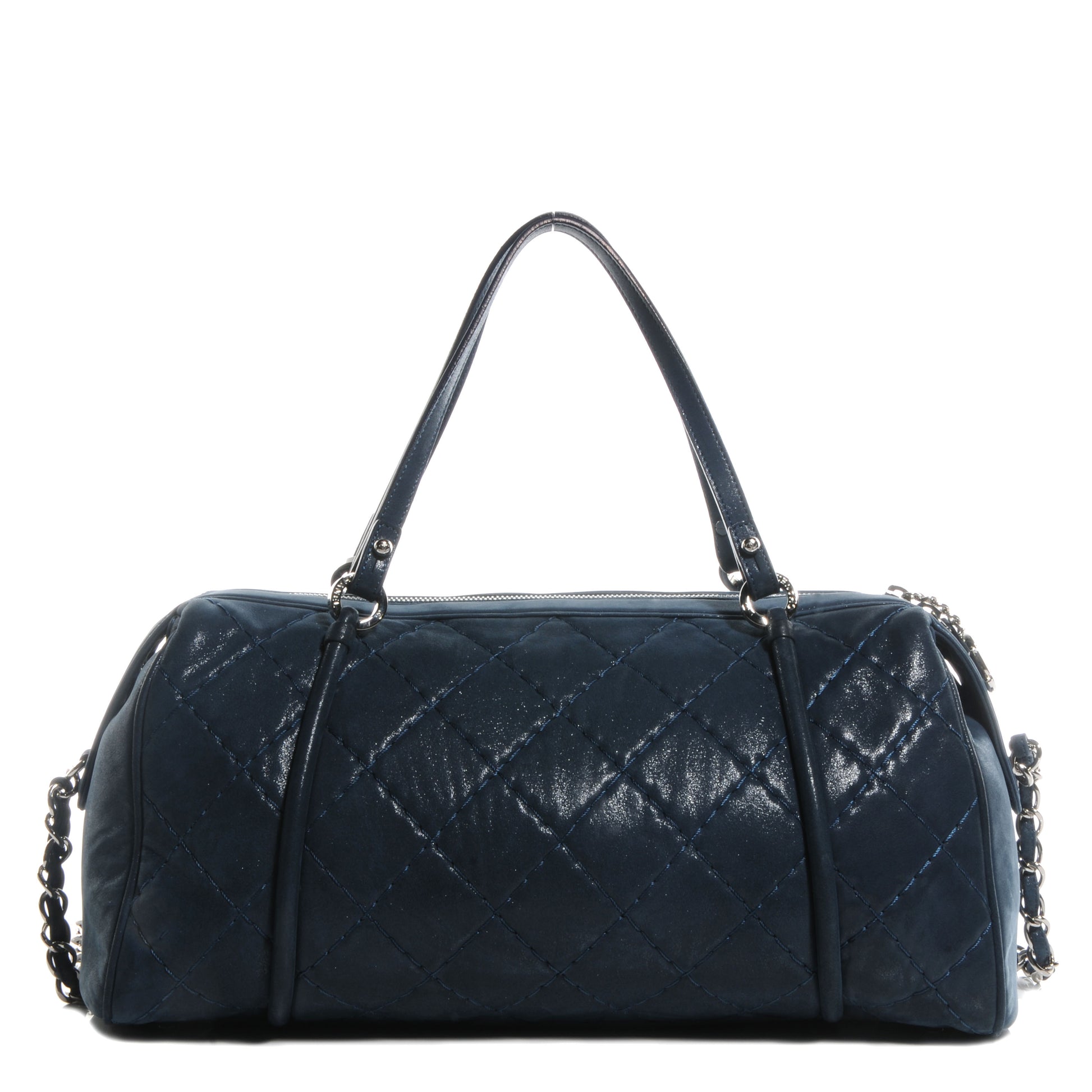 Chanel Quilted Iridescent Calfskin Bowler Navy Blue 1 of 7