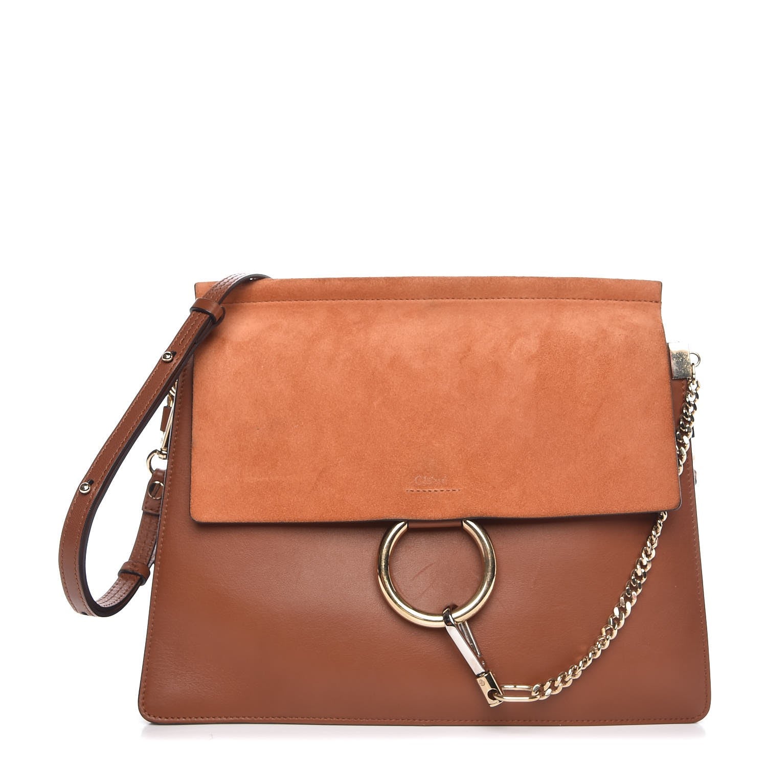 Chloe Suede Calfskin Medium Faye Shoulder Bag Tobacco 1 of 12