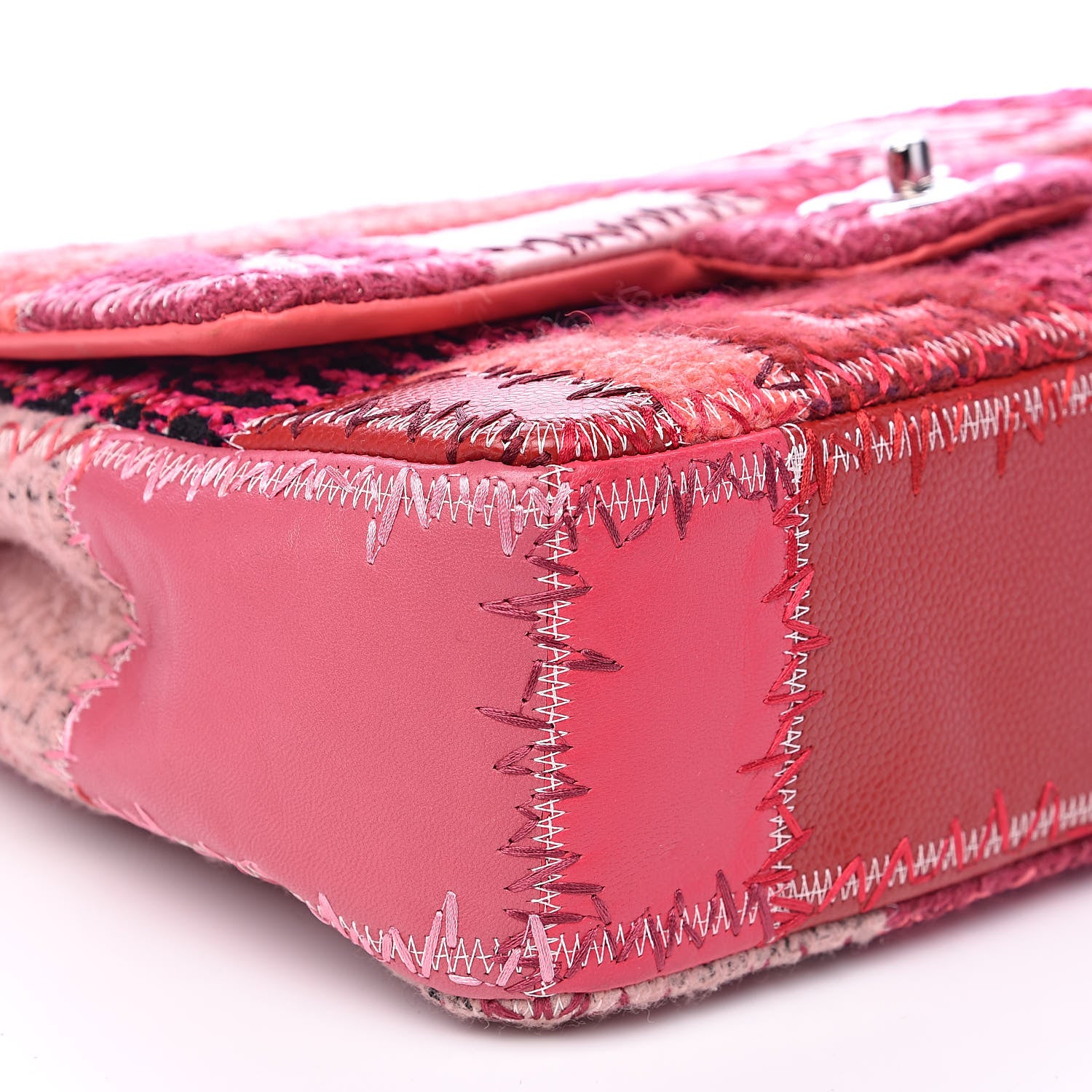 Chanel Tweed Patchwork Jumbo Single Flap Pink 9 of 12