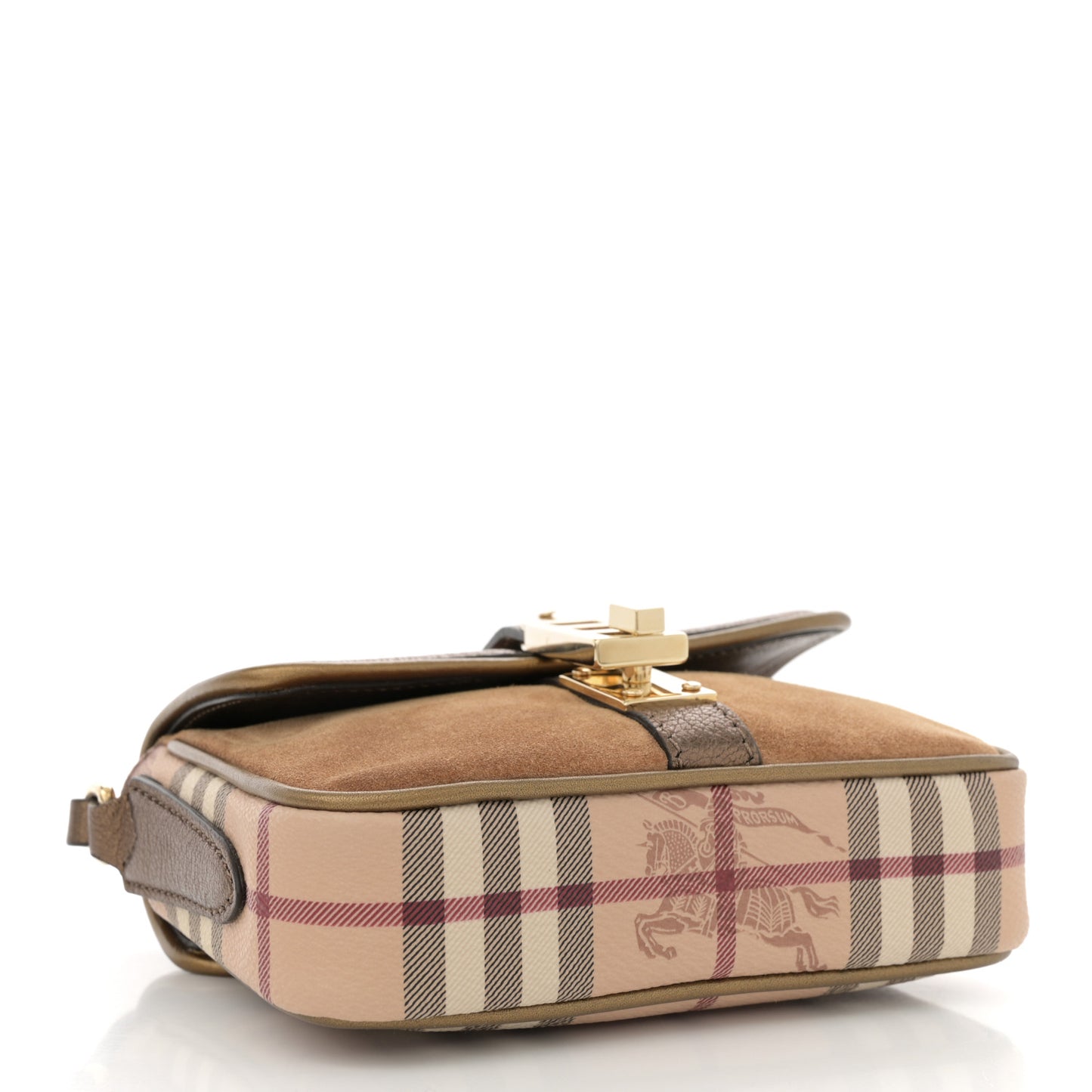 Metallic Suede Haymarket Check Mini Berkeley Crossbody Antique Gold