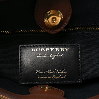 Burberry House Check Grainy Calfskin Medium Banner Tote Tan 6 of 10