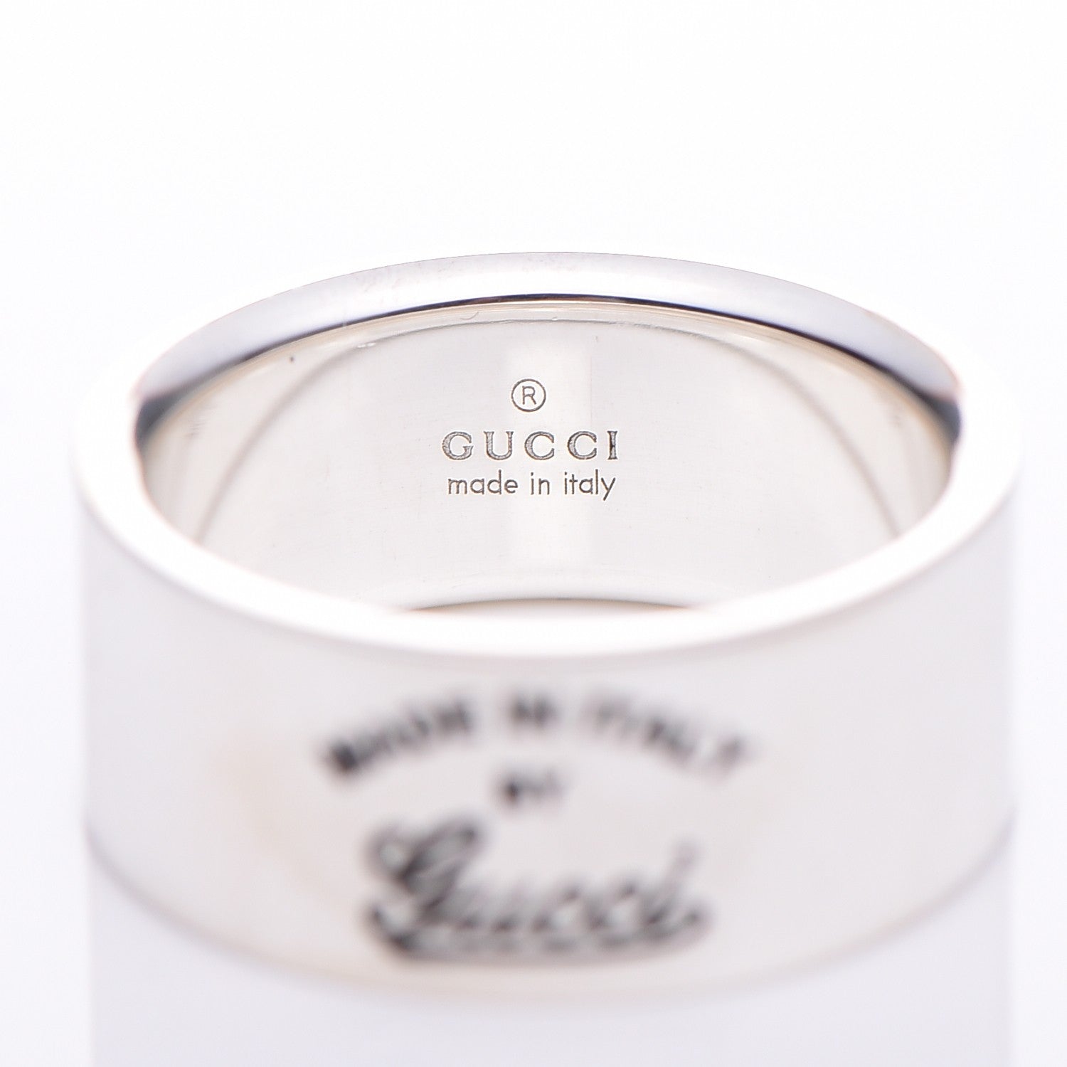Gucci Sterling Silver Wide Signature Band Ring 7.75 56.5 3 of 8