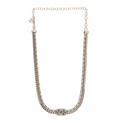 Chanel Metal Lambskin Crystal CC Choker Gold White 3 of 4