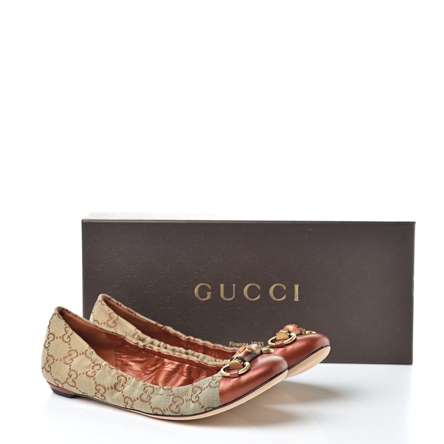 Gucci GG Monogram Miro Soft Calfskin Bamboo Ballet Flat 36.5 Beige Oxydus 14 of 14