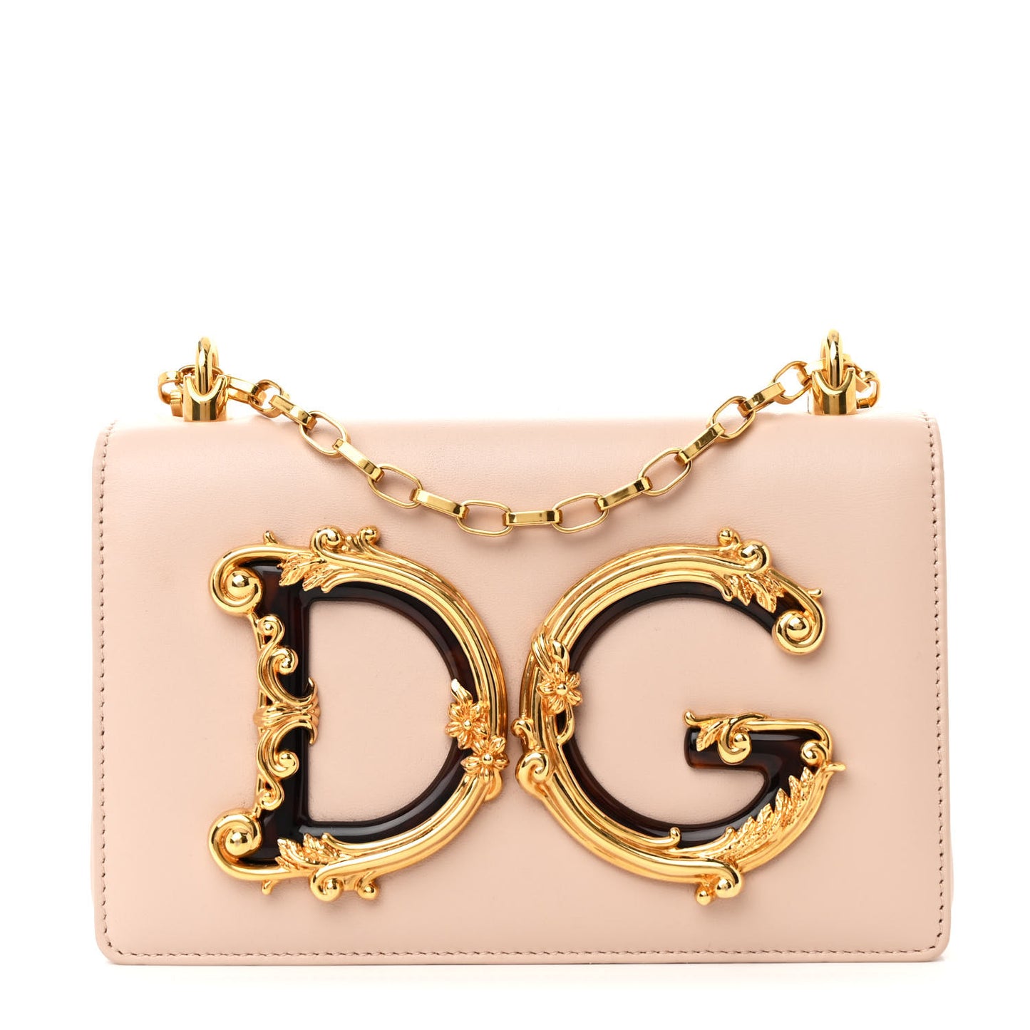 DOLCE GABBANA Calfskin DG Girls Shoulder Bag Pink