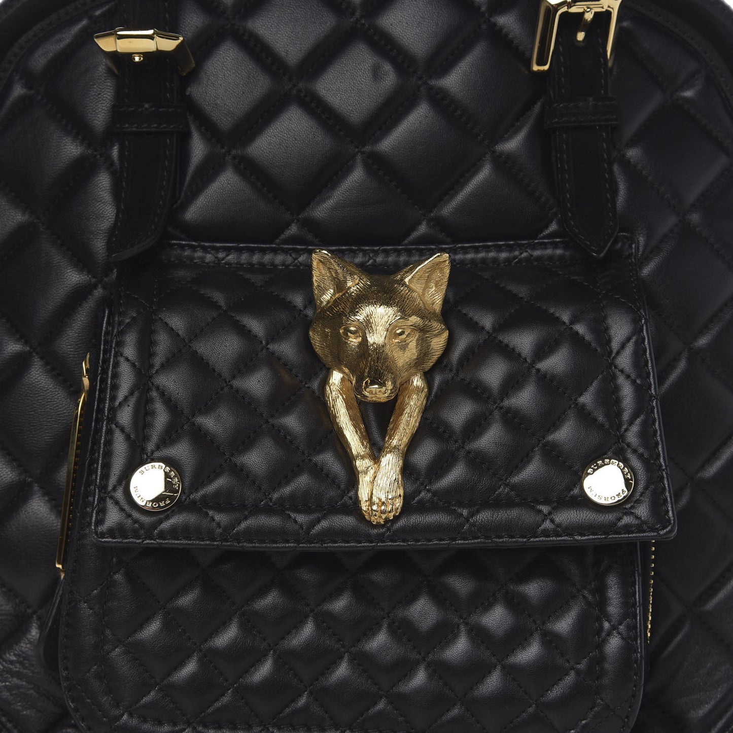 Prorsum Calfskin Quilted Country Animal Satchel Black