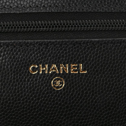 Chanel Caviar Quilted Textured CC Wallet On Chain WOC Black 6 of 12
