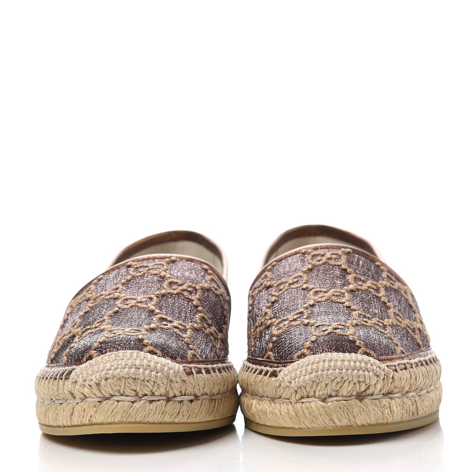 Gucci Lame Nappa GG Monogram Espadrilles 39 Brown Beige Light Bronze 2 of 11