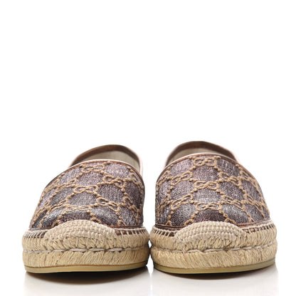 Gucci Lame Nappa GG Monogram Espadrilles 39 Brown Beige Light Bronze 2 of 11